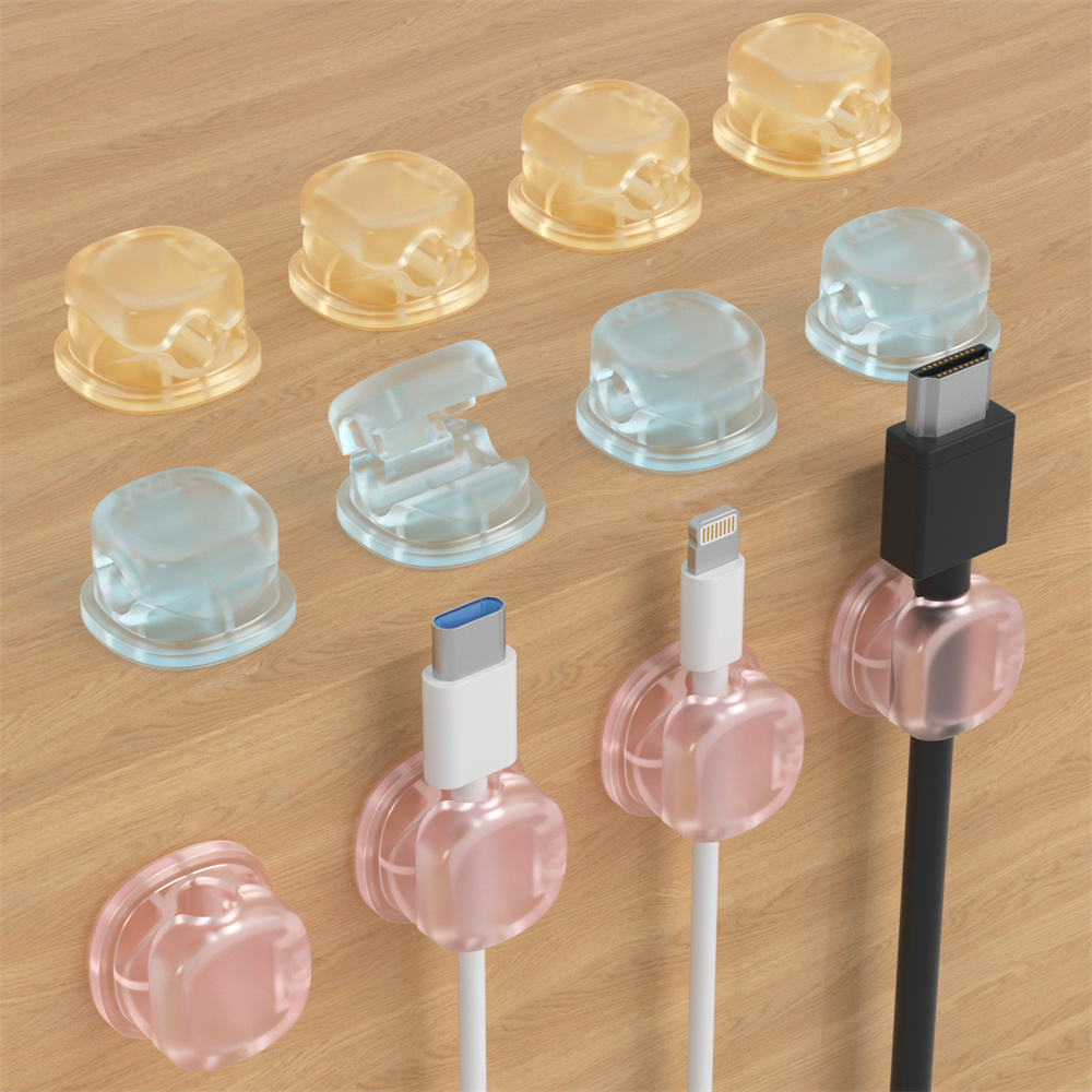 Desk Cable Clip - 3 منظمات كابلات مغناطيسية شفافة بألوان