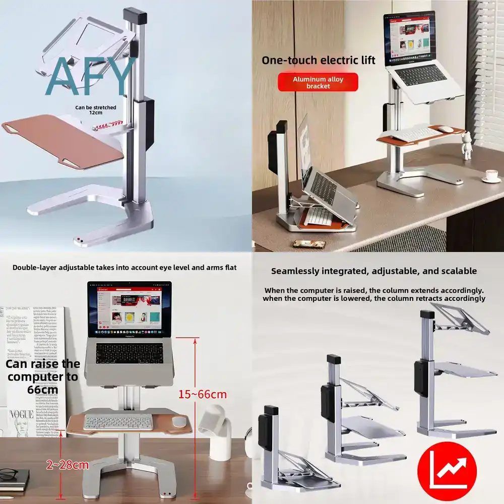 Laptop Stand Bamboo - محول مكتب قابل للتعديل كهربائيًا للعمل