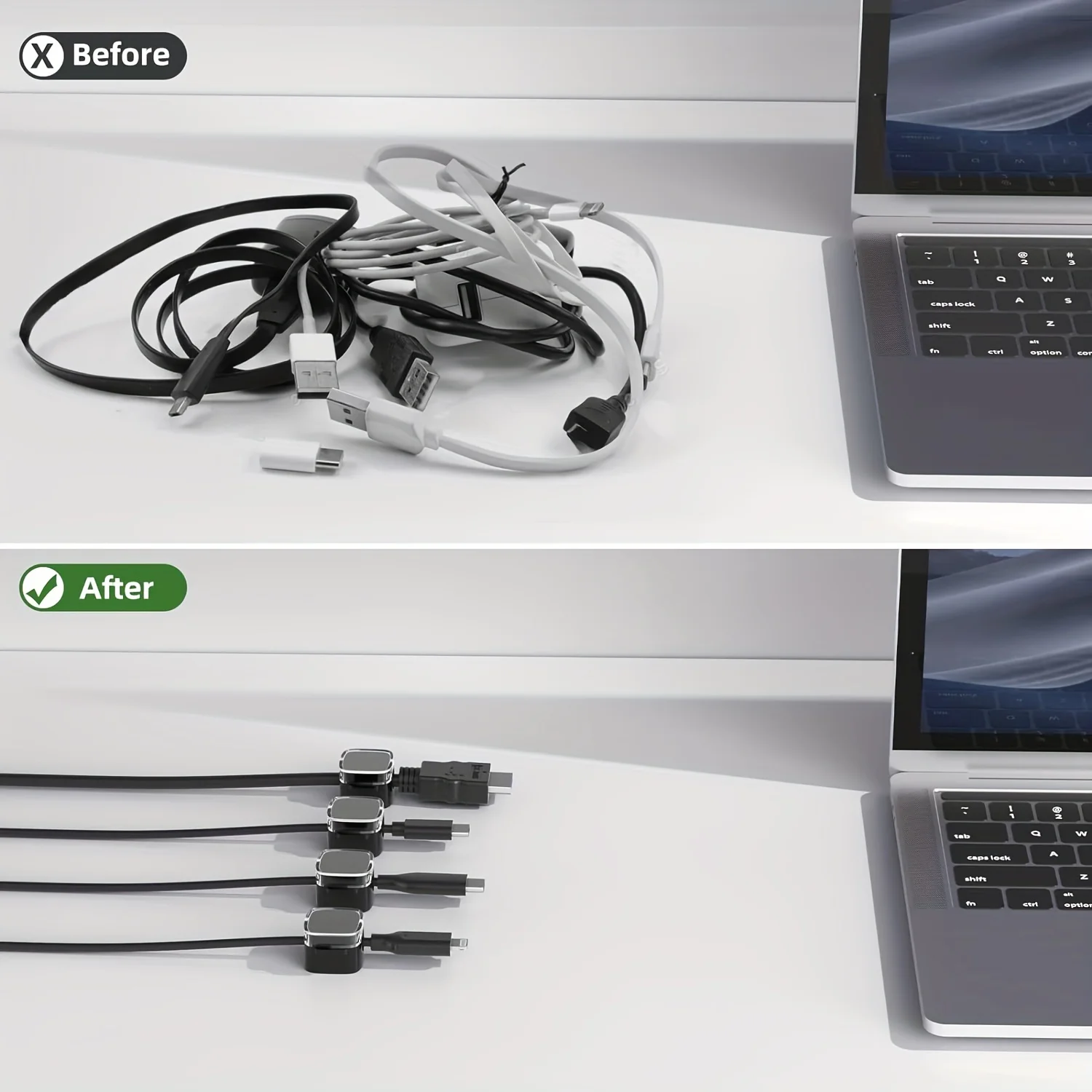 VIKEFON-مشابك إدارة الكابلات ا - مراجعة Desk Cable Clip وسعره