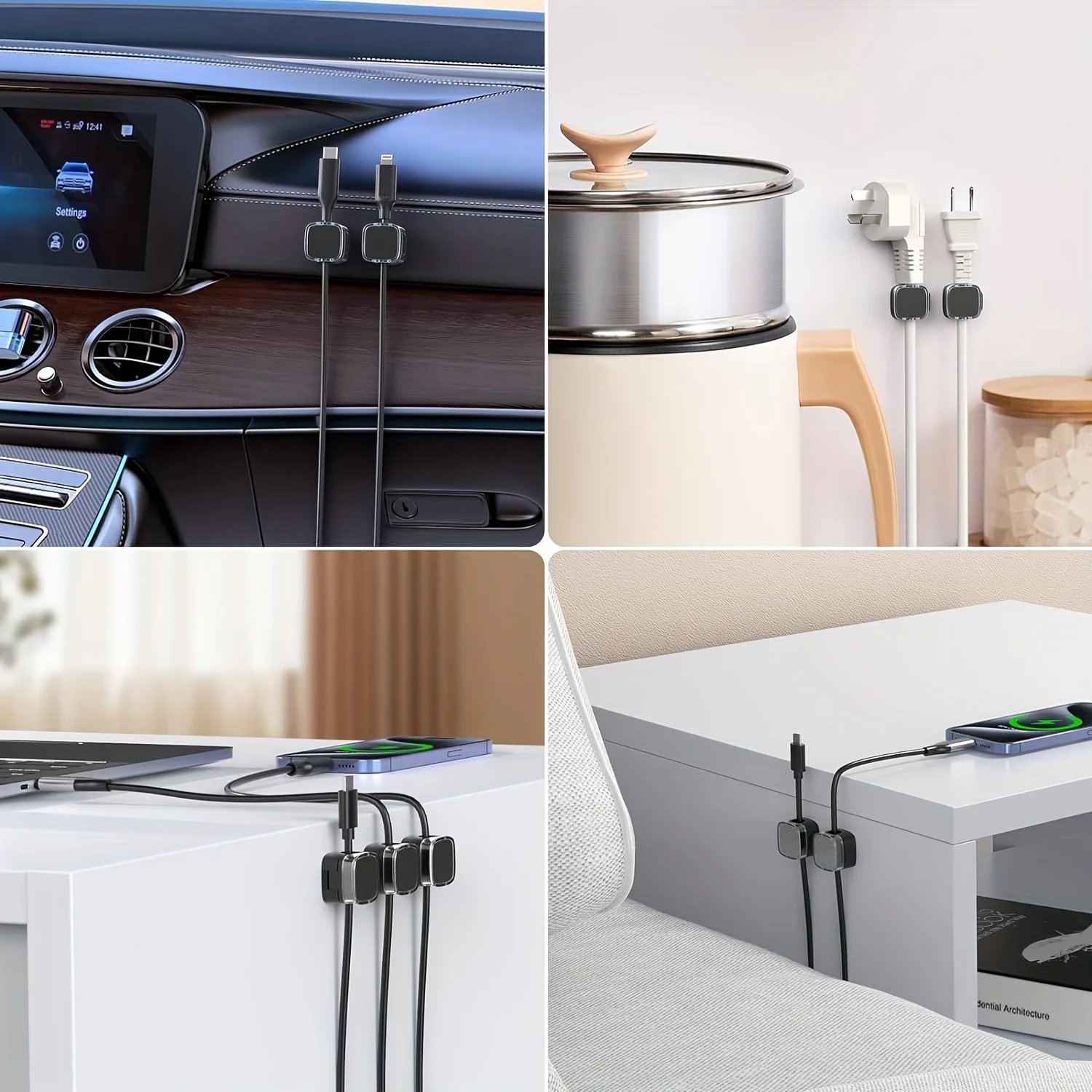 VIKEFON-مشابك إدارة الكابلات ا - مراجعة Desk Cable Clip وسعره