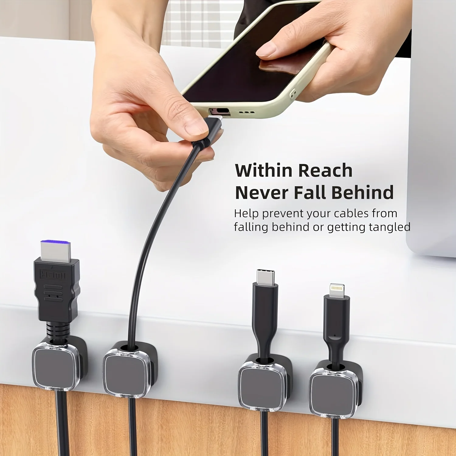 VIKEFON-مشابك إدارة الكابلات ا - مراجعة Desk Cable Clip وسعره