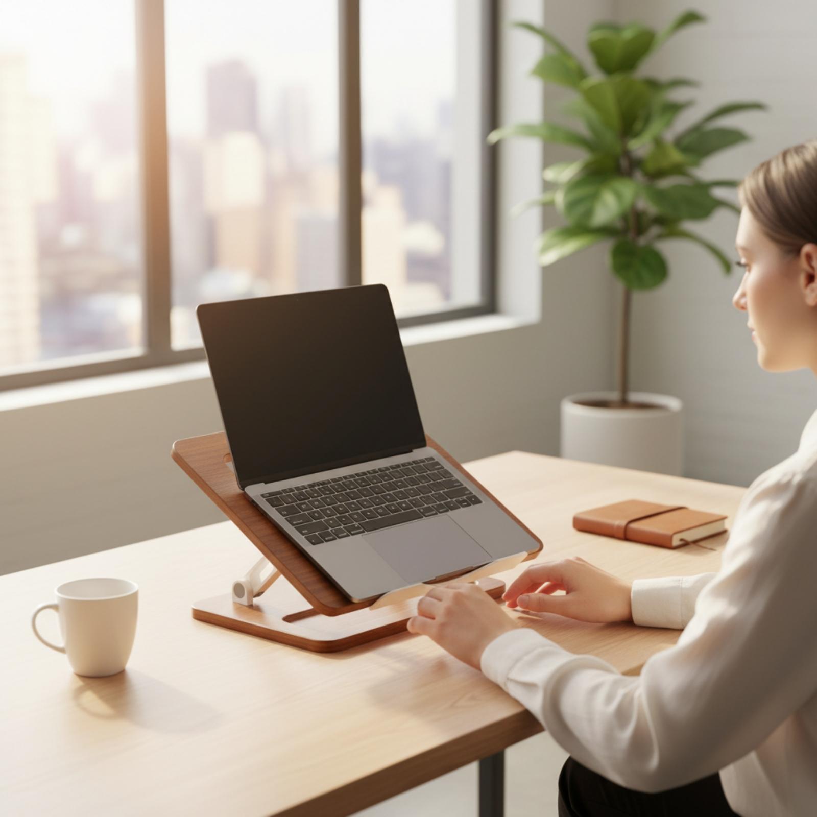 حامل لابتوب مكتبي مع لوح خشبي، - مراجعة Laptop Stand Bamboo وسعره