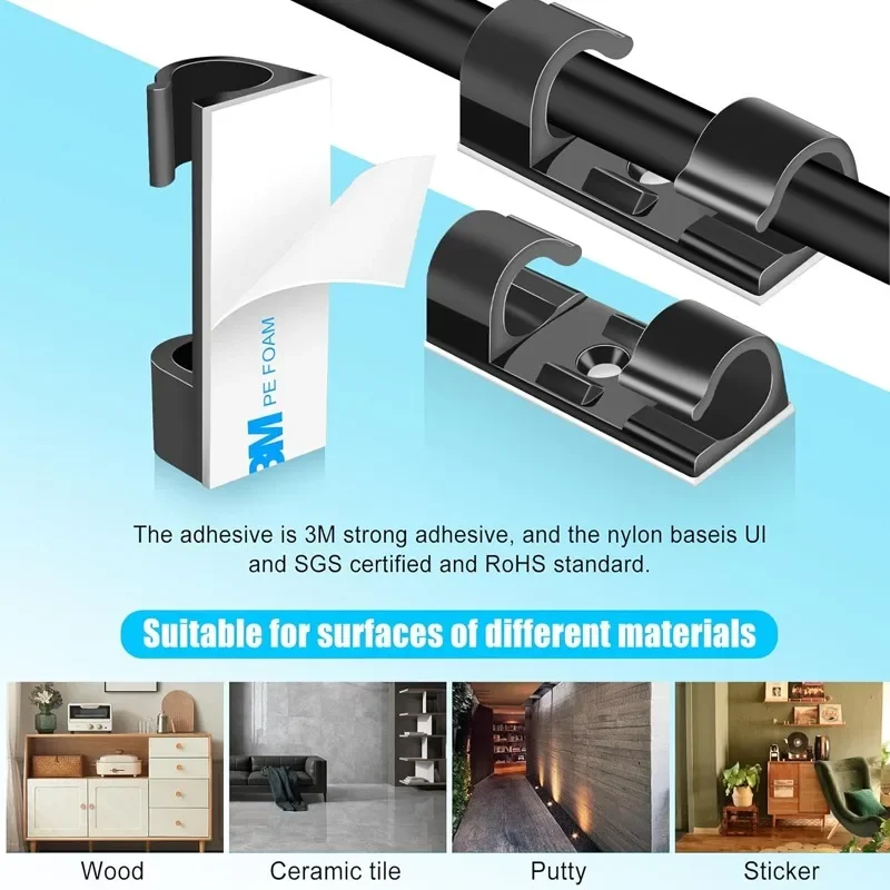 حامل أسلاك لاصق ذاتيًا للحائط، - مراجعة Desk Cable Clip وسعره