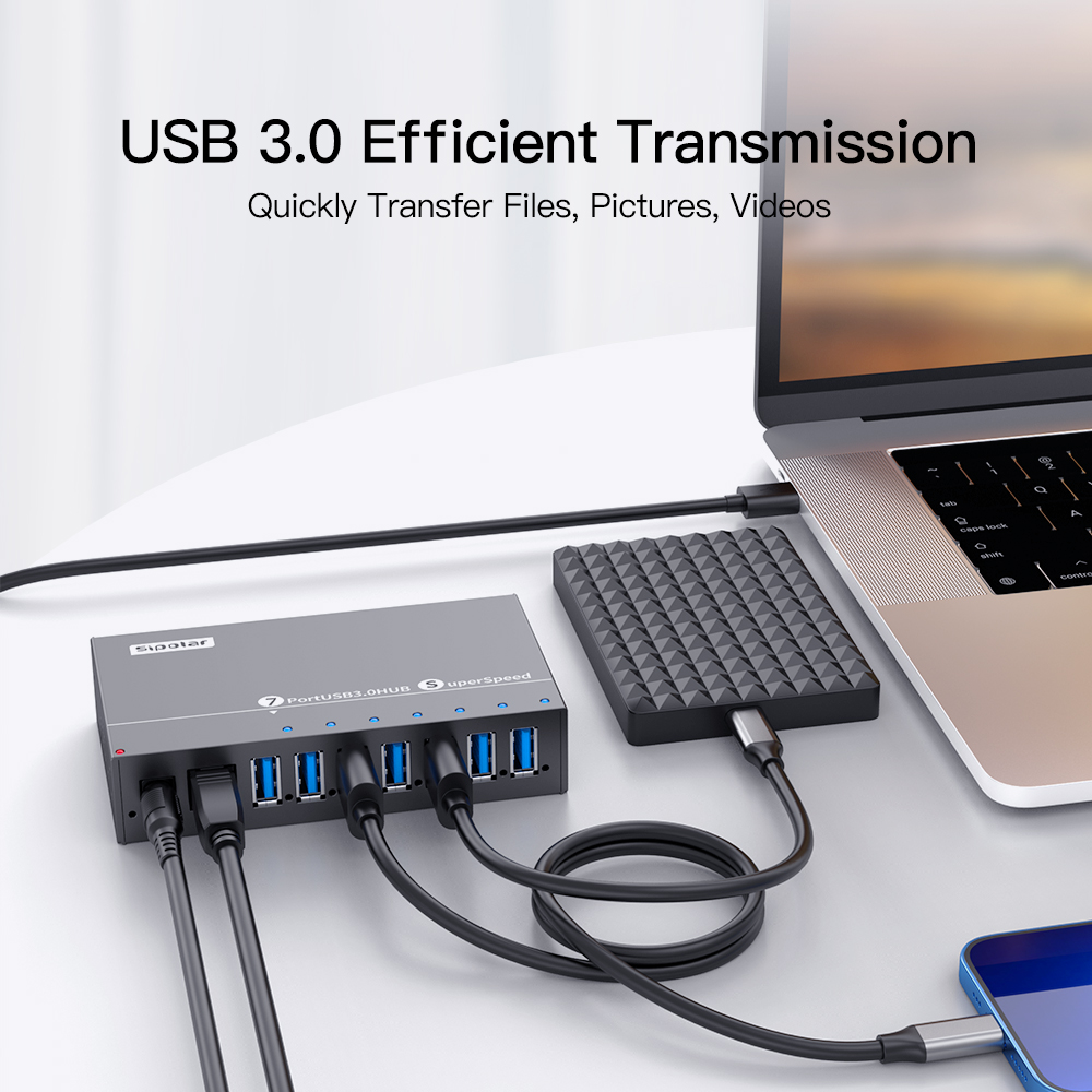 A173 موزع USB صناعي معدني بـ 7 - مراجعة Usb Hub 7 Port وسعره